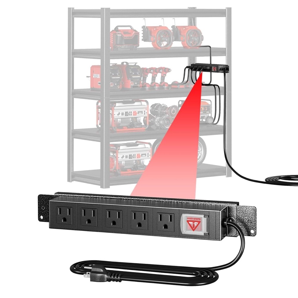 5 Outlet Power Strip for 16 Inch Wide Garage Shelving